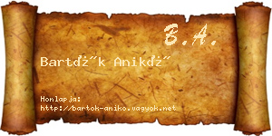 Bartók Anikó névjegykártya